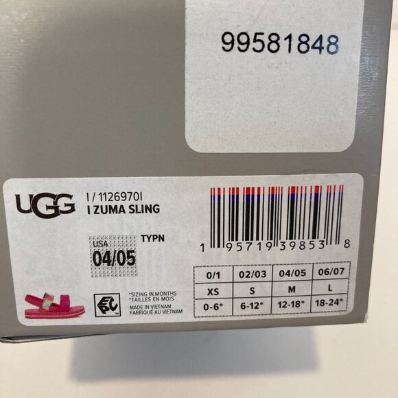UGG Sandal Pink White Blue Neon Zuma Sling Flip Flop Shoe Baby Toddler 12-18M - Picture 3 of 10